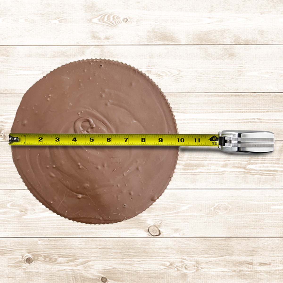Measuring the giant peanut butter cup